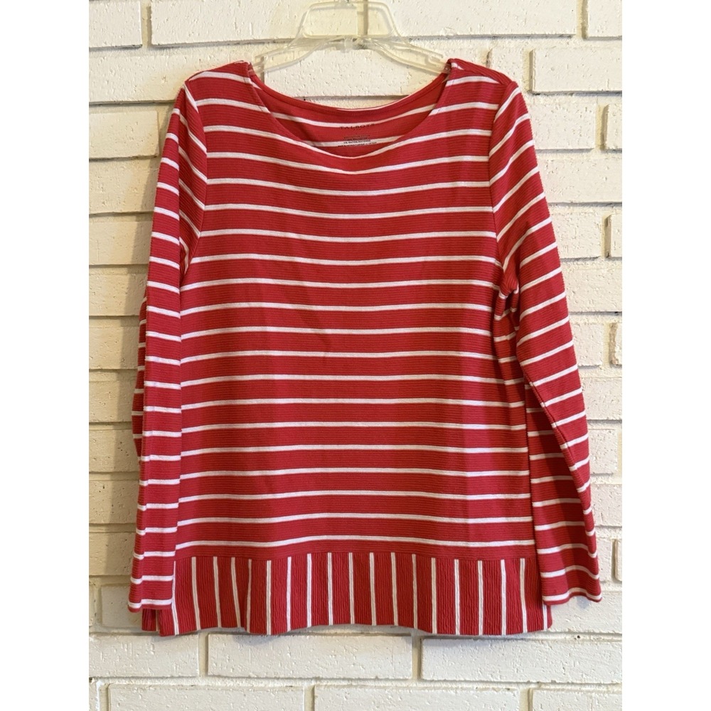 Talbots Red and White Striped Blouse